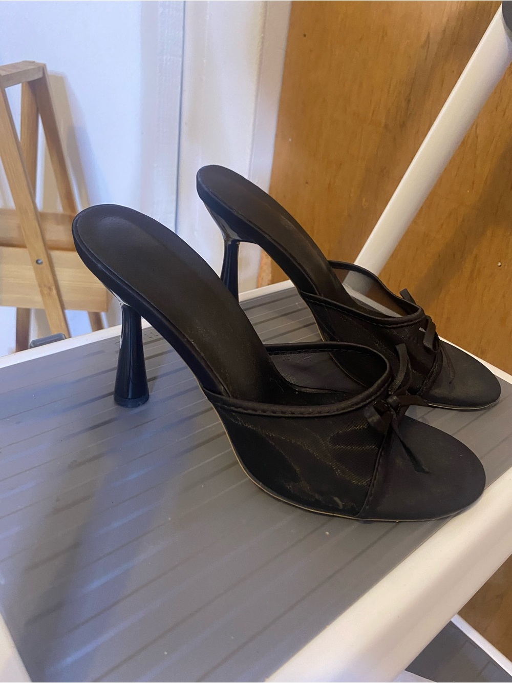 Black High Heel Mule Sandals - Sleek Women's Slide Heels